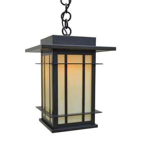 Arroyo Craftsman 11" Oak Park Pendant, Antique Copper, Rain Mist Glass OPH-11RM-AC